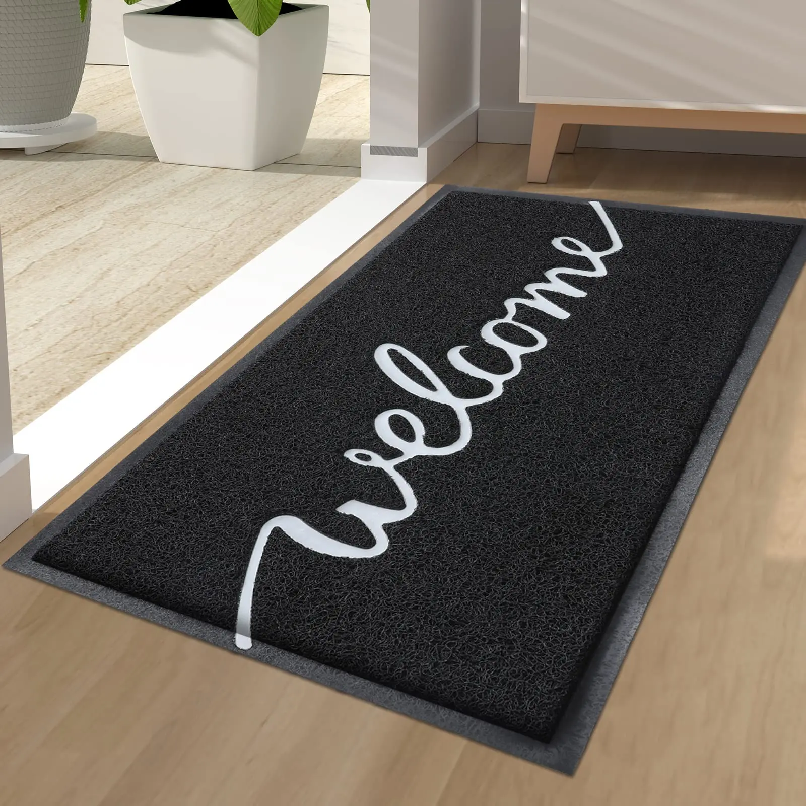 Olanly Entrance Welcome Door Mat Indoor Front Dirt Trapper Doormat Non-Slip Low Profile Durable Door Mat Outdoor Patio Front Mat