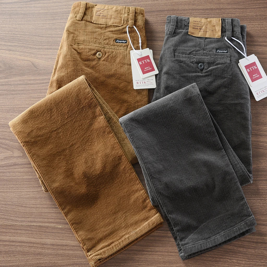 

2025 Autumn and Winter New American Retro Heavyweight Corduroy Cargo Pants Men's 97% Cotton Washed Casual Straight Trousers