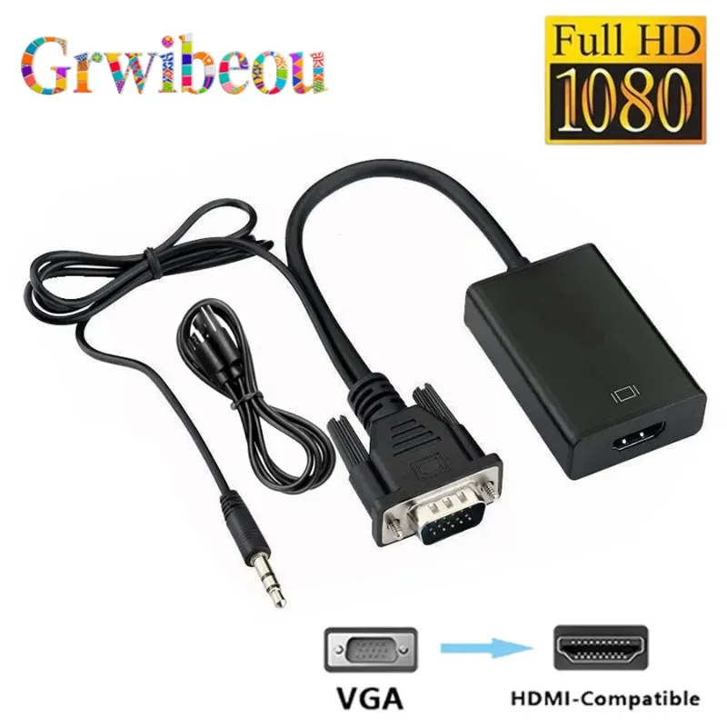 NEW VGA TO HDMI-compatible TV Converter 1080P HD Audio Video Cable Adapter VGA Input HD Output for Computer Laptop TV Projector