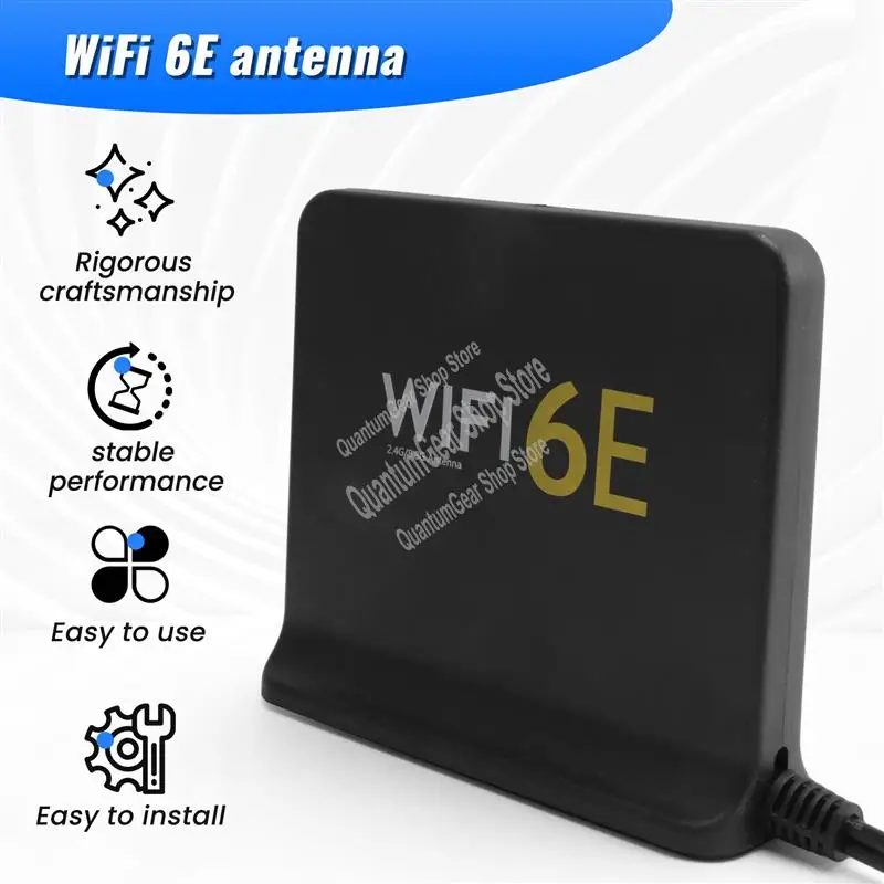 

Портативная антенна Wi-Fi 6E 2,4G/5G/6G с кабелем Внутренняя беспроводная антенна с магнитным дном для сетевой карты Простая в использовании черный-A