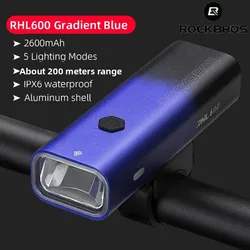 ROCKBROS Bicycle Light Front 600Lumen Bike Light 2600mAh Waterproof Flashlight Type C Charging MTB Road Cycling Lamp Accessories
