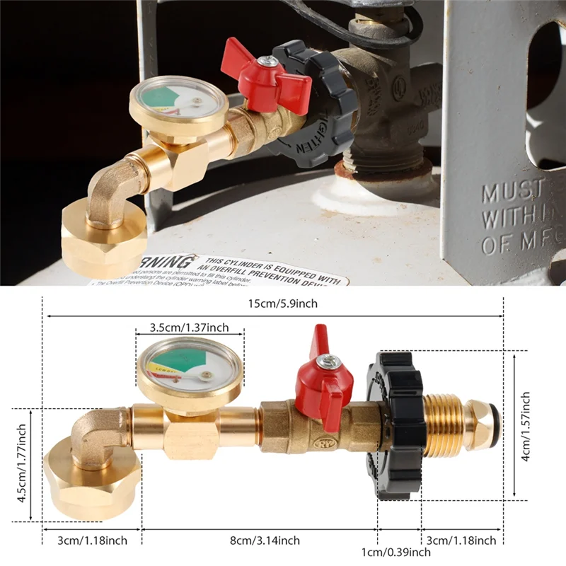 Propangas-Tank-Anschluss, Nachfülladapter, Gas-Manometer, Füllstandsanzeige mit Manometer, explosionsgeschützte Verbindung-A21R