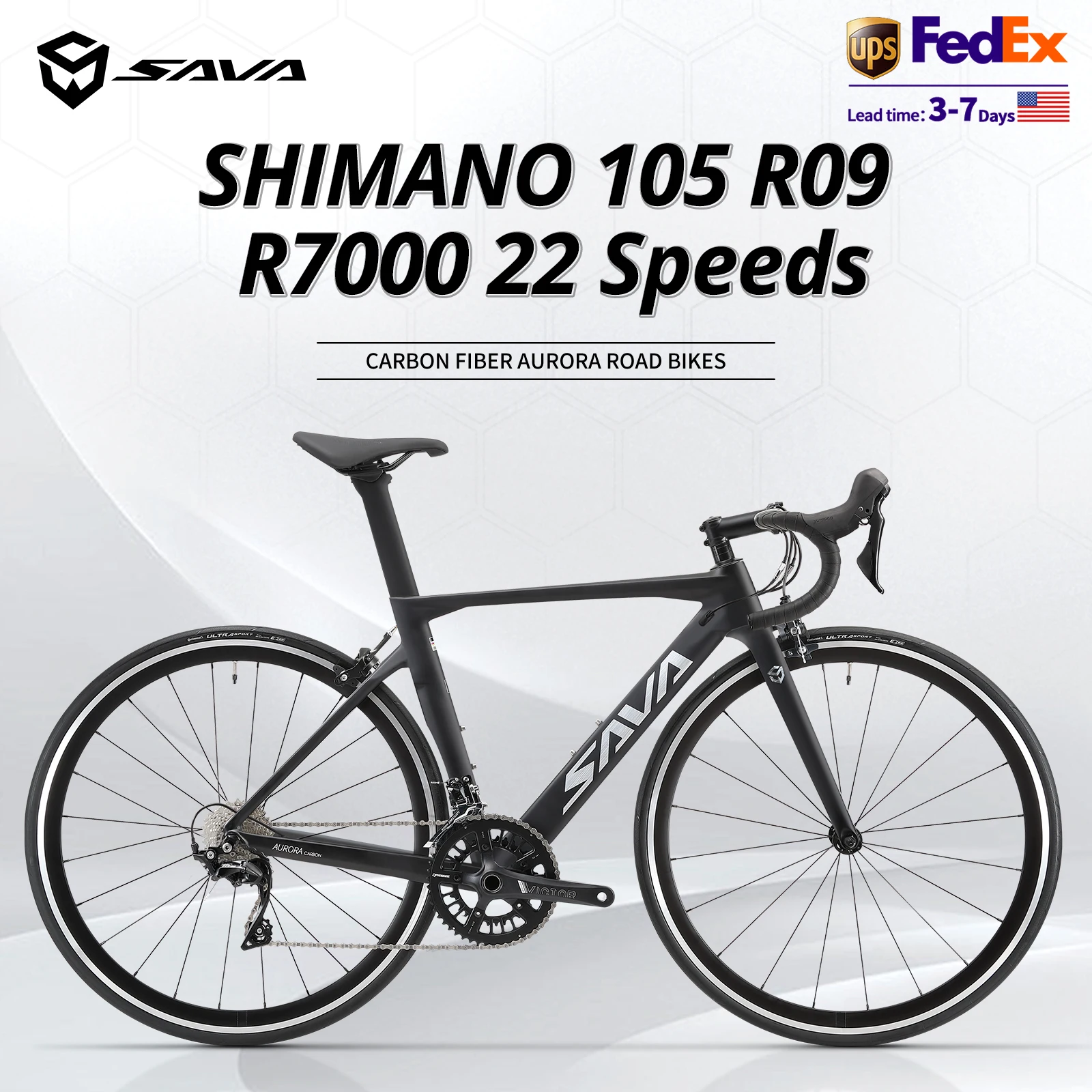 

US Warehouse SAVA R09 Carbon Fiber Road Bike 700C Racing Road Bike Carbon Fiber Frame Bike With Shimano 22-Speed Groupset