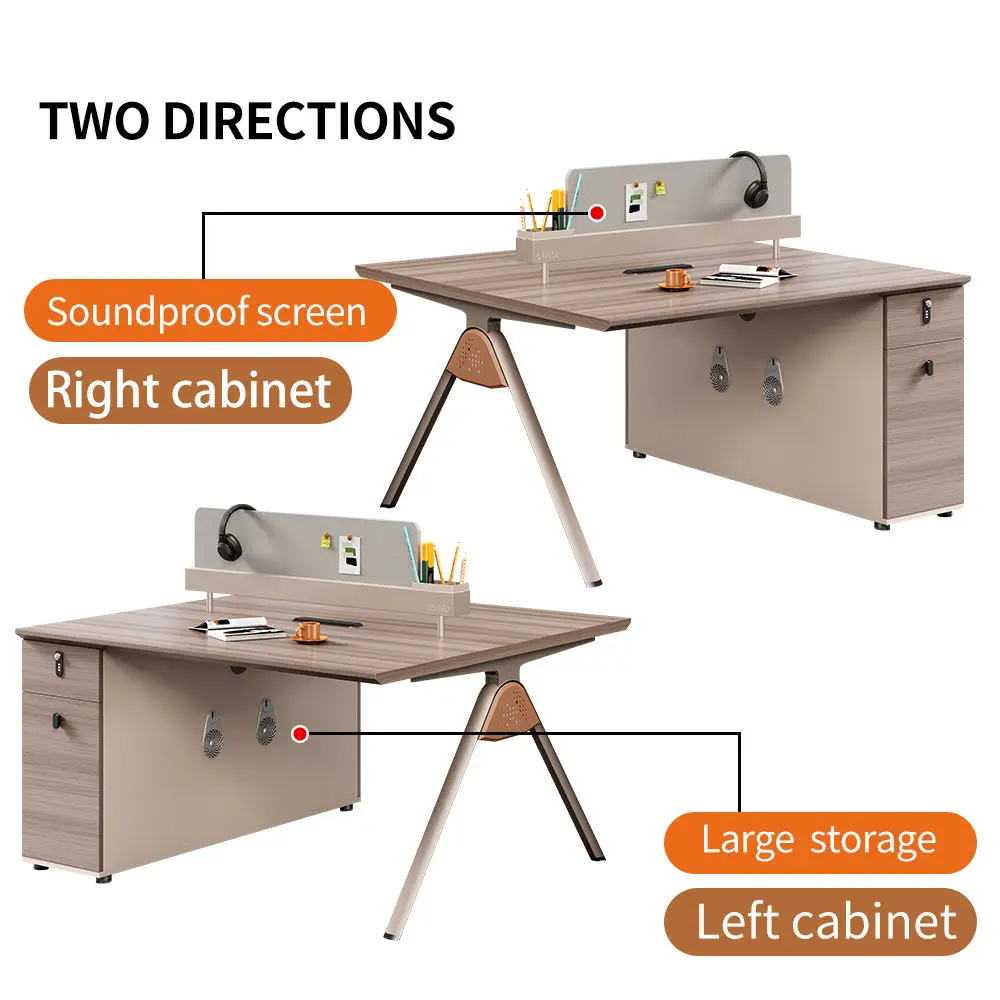 Modular Wooden Panel Office Desk With Movable Partition Cubicles Modern Workstation Furniture 5