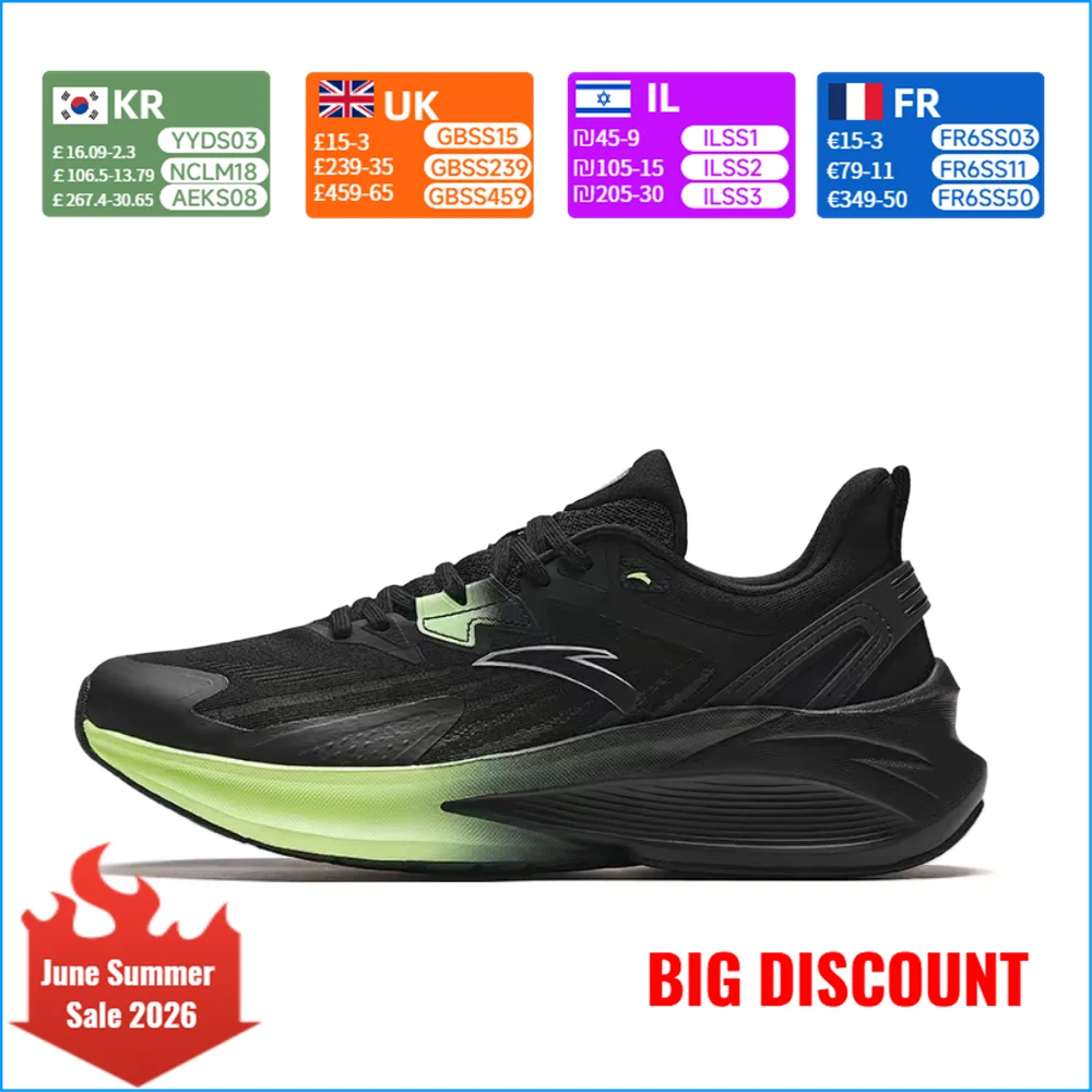 

Anta Venom 5: Stylish, Versatile, Non-Slip, Fabric, Low-Top, Comfortable Sprinting Running Shoes for Men, Black, 912415552-4