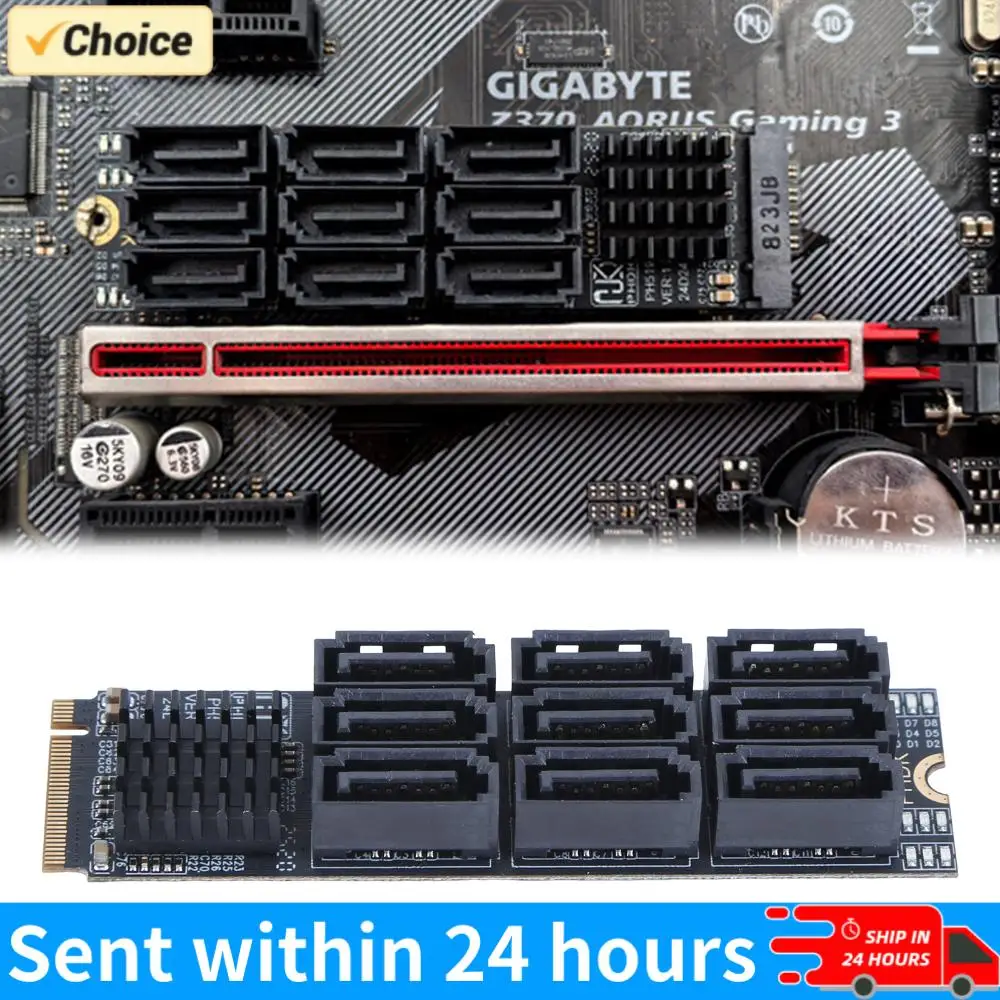 

Карта расширения M.2 на SATA 3.0 (PCIE 3.0 X2) для подключения жестких дисков M.2 NVME M-Key к SATA, 9-портовая, для настольных ПК