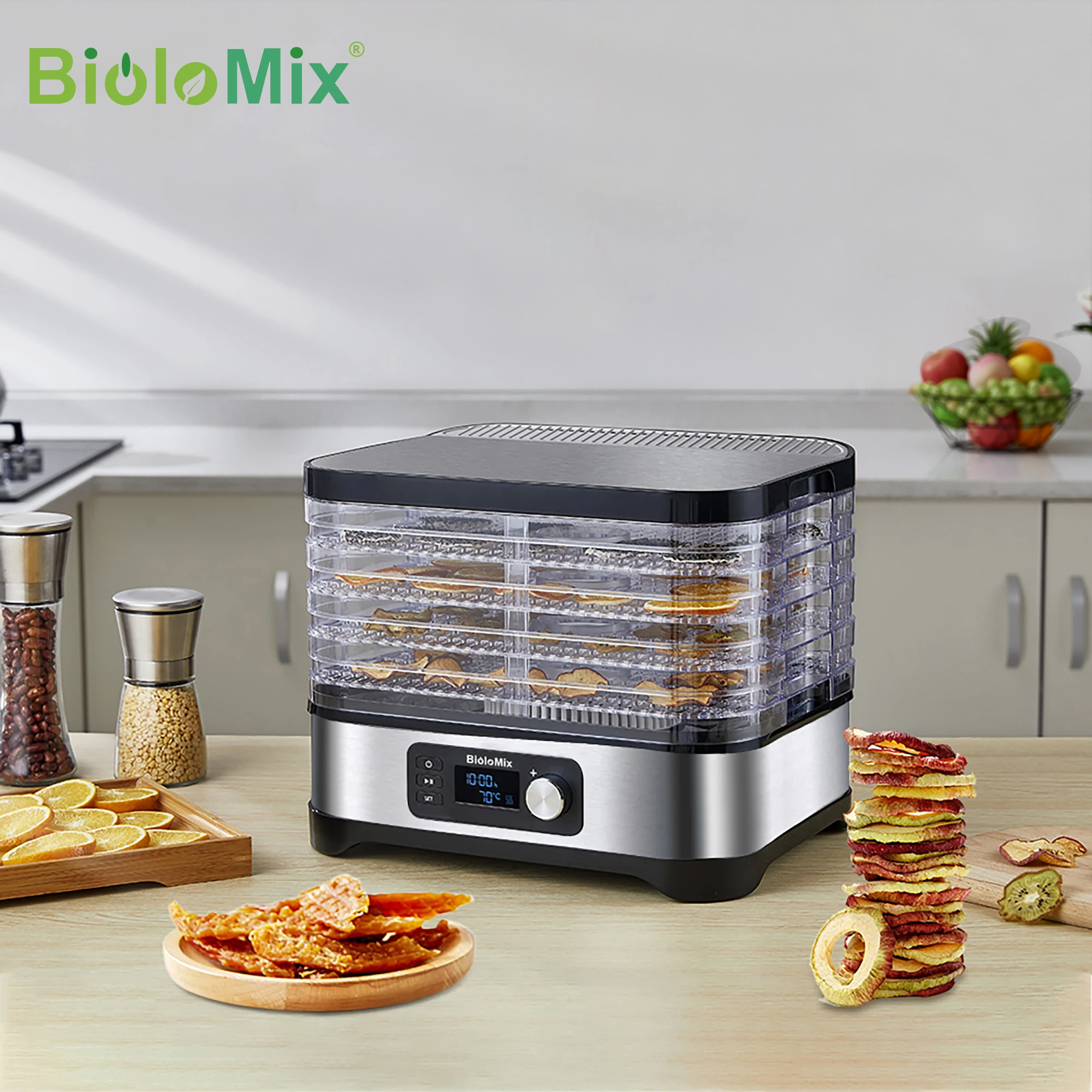 

BioloMix Food Dehydrator Machine BPA Free 5 Trays with Digital Timer and Temperature Control for Fruit Vegetable Meat Beef Jerky