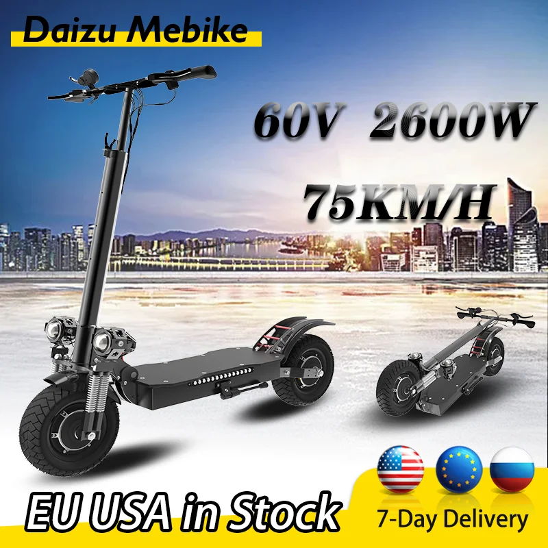 

UAS EU Electric Scooters X700 2600W 60V Long Distance 75KM Large Battery Capaticy 75KM/H Dual Shock Absorption with Seat