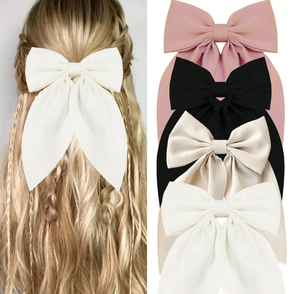 

Solid Color Satin Bowknot Hair Clips For Girls Sweet Bow Women Hairpins Butterfly Barrettes Duckbill Clip Kids Hair Accessories