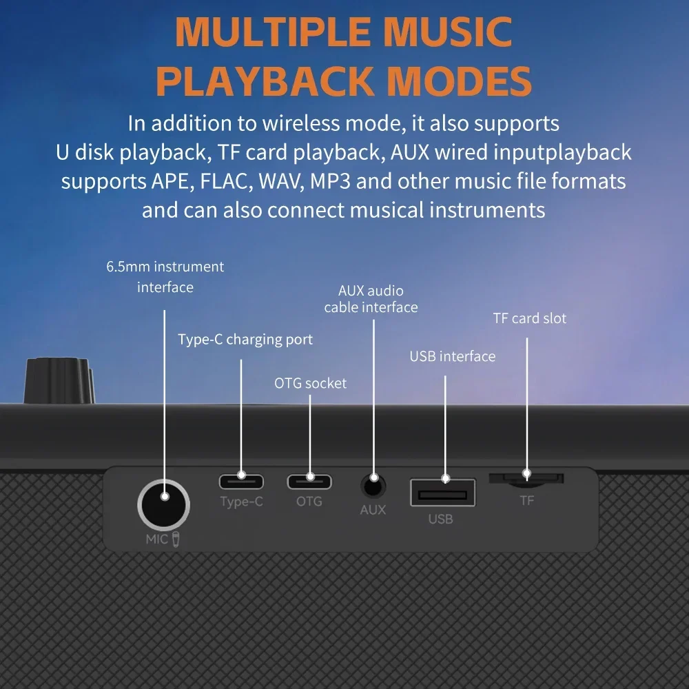 

200W Karaoke Machine With 2 UHF Wireless Microphones Portable Wireless Speaker RGB LED Karaoke Speaker With Power Bank Function