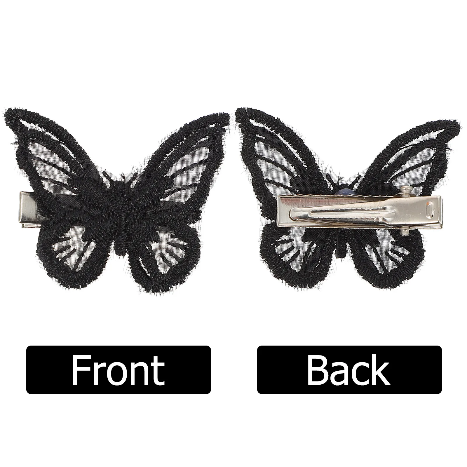Butterfly Hair Clips for Women – Embroidered Duckbill Barrettes with Bow Knot & Lace Trim, Ponytail & Braided Bun Styling