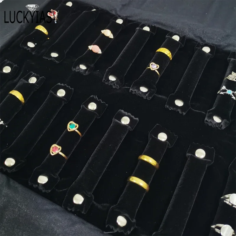 حقيبة تخزين المجوهرات لفة المجوهرات المحمولة المخملية الحقيبة خواتم تخزين حامل خاتم تنظيم صندوق حقيبة مجوهرات صغيرة #5