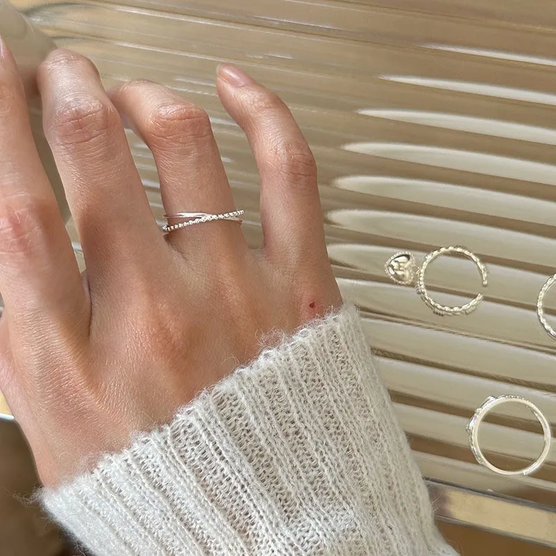 PANJBJ 925 Sterling Silber Perle Unregelmäßigen Ring für Frauen Shell Überlappende Hohl Süße Design Schmuck Geschenk Dropshipping – Detail 34