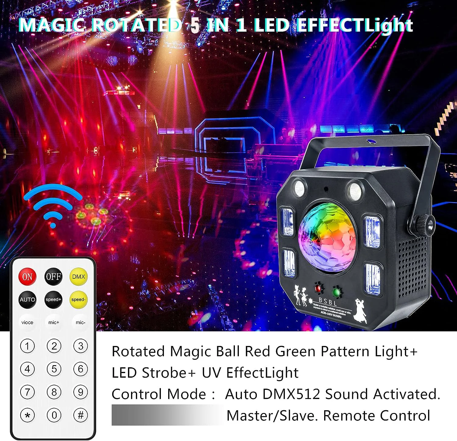 Stage Lights DJ Lights LED Effect Light 5In1 Full Sky Star Magic ball Light LED Strobe/UV Wedding Church Club Disco Party Light