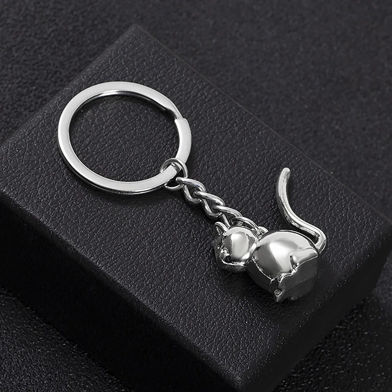 Metal Three-dimensional Pet Cat Keychain Backpack Pendant Decoration Accessries Gifts