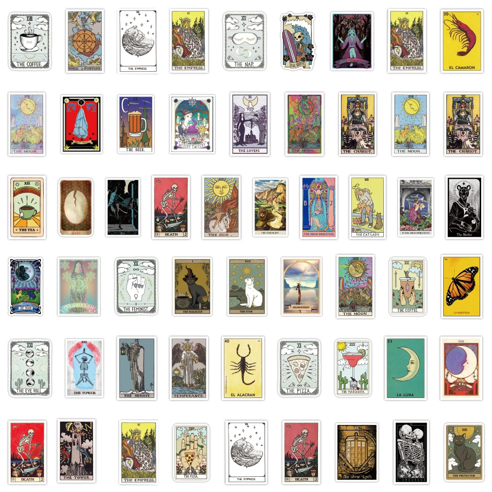 Pegatinas de Tarot de dibujos animados para niños, 10/30/50/110 piezas, adivinación, estética, coche, monopatín, portátil, teléfono, grafiti, calcomanía, Juguetes