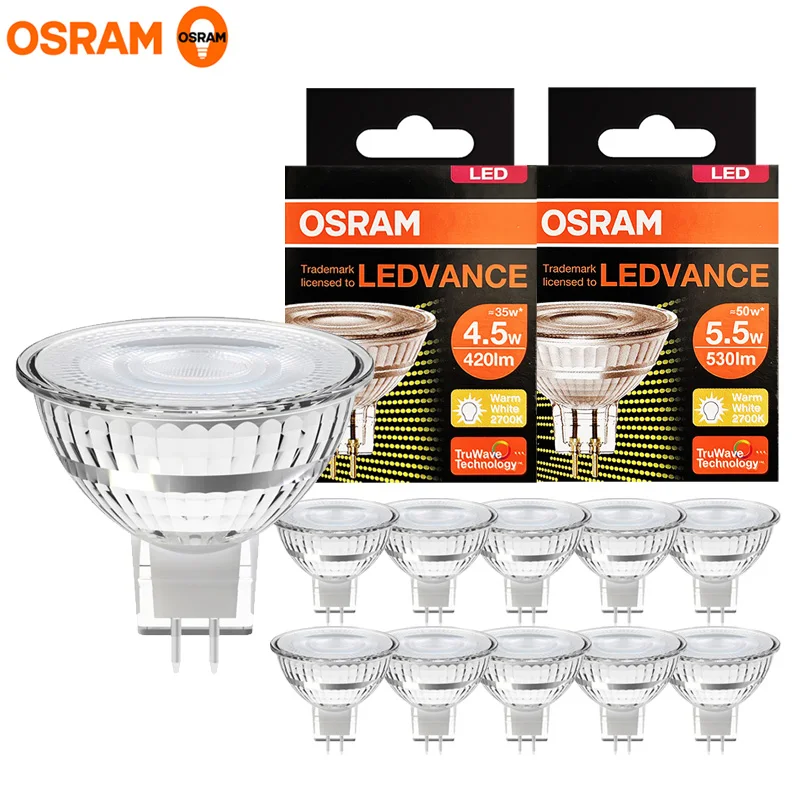 

OSRAM LED MR16 GU5.3 Рефлекторные лампы Значение 12 В 4,5 Вт 5,5 Вт 2700 К Теплый белый 24 ° 36 ° Угловой свет Низковольтные светодиодные лампы для дома