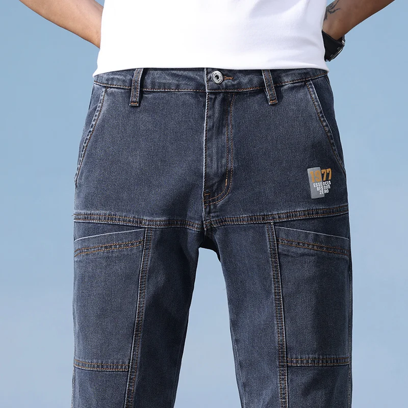 ฤดูร้อนใหม่ตรงกางเกงยีนส์ผู้ชายกางเกงขาสั้นยืดนุ่ม Multi-Pocket Casual กางเกงยีนส์สั้นแฟชั่นล้างบางกางเกงขาสั้นชายเกาหลี