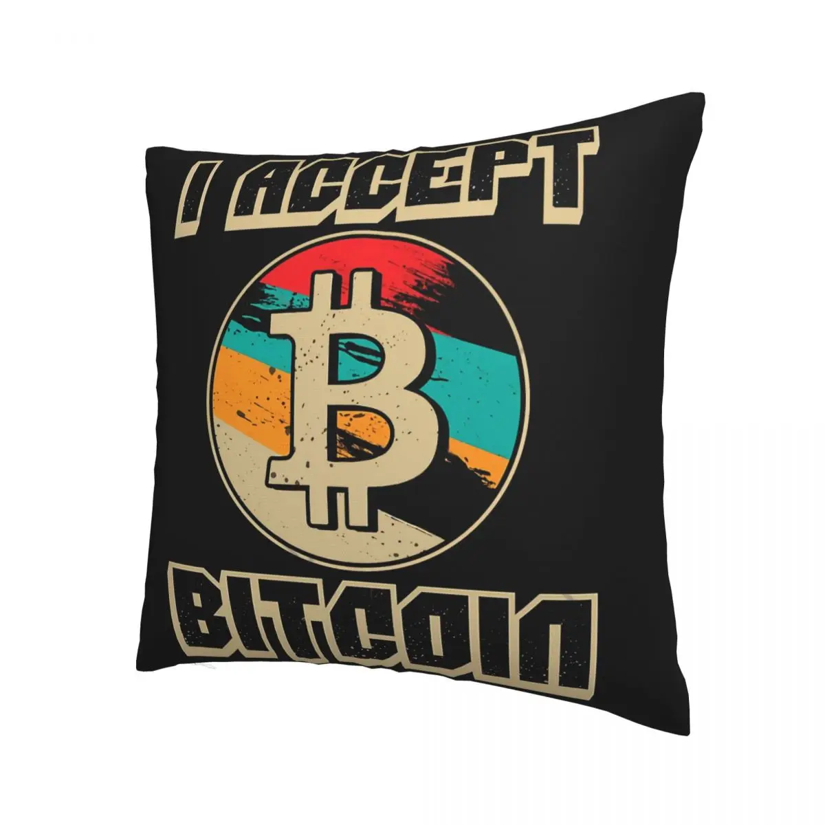 I Accept Bitcoin Vector Graphic Design Pillowcase Cryptocurrency Backpack Cushion For Sofa Throw Pillow Case Decorative