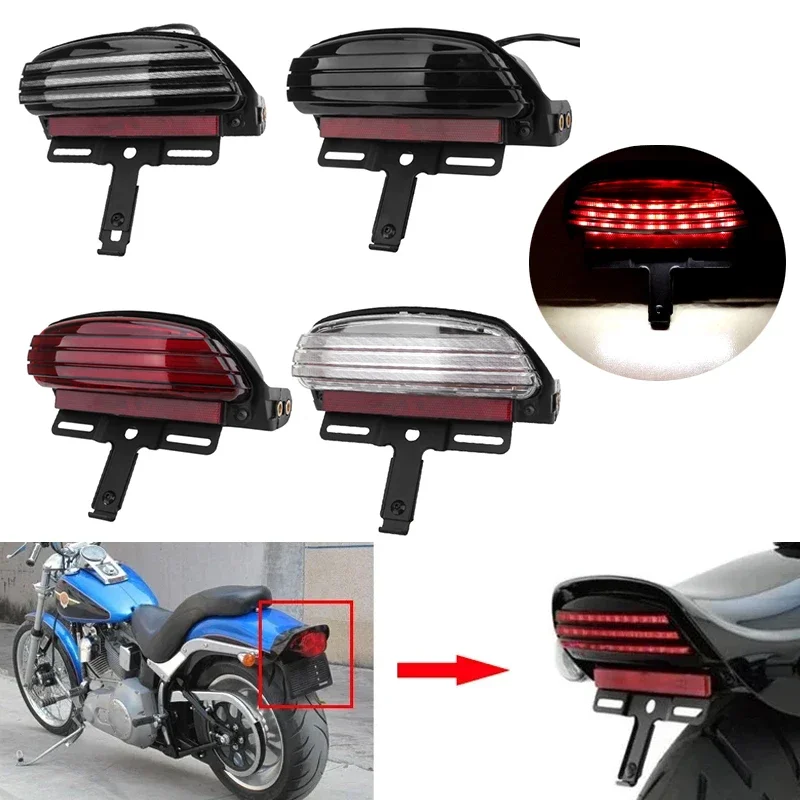 

Motorcycle Tri-Bar Fender LED Running Brake Tail Light For Harley Dyna Fat Bob Softai FXST FXSTB FXSTC FXSTS FLSTSB 2006-Later