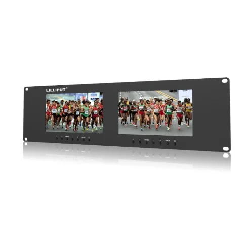 lilliput RM-7024 Двойной 7-дюймовый 3RU-монитор для монтажа в стойку 2x7 дюймов 800x480 со светодиодным ЖК-дисплеем 140/120 °   (Н/В) Угол обзора