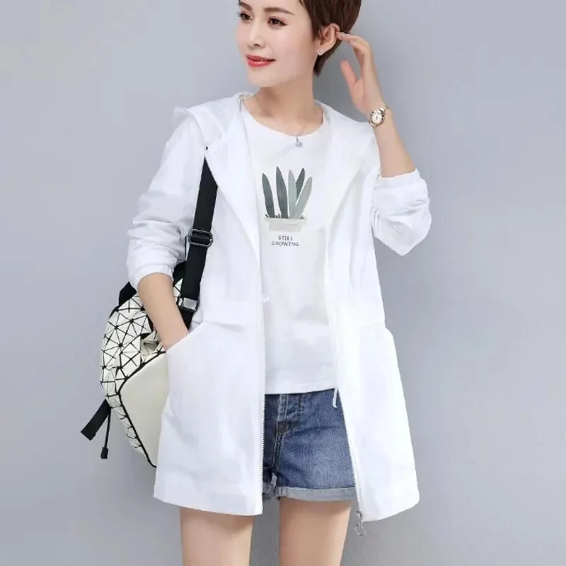 Sunscreen Clothing Women's Mid Length 2024 New Loose Summer Clothing Ultra Light Thin Breathable mom Sports Cardigan Jacket top