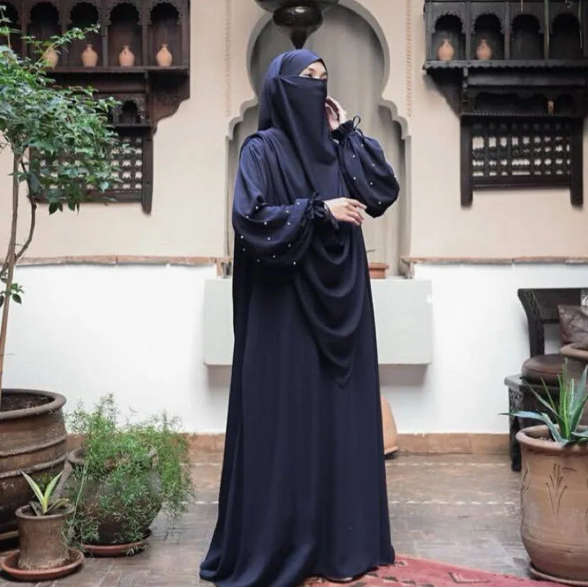 

2 Piece Set Jalabiya Prayer Clothes Women Ramadan Islam Clothing Dubai Khimar Hijab Abaya Kaftan Eid Djellaba Muslim Dress Robe