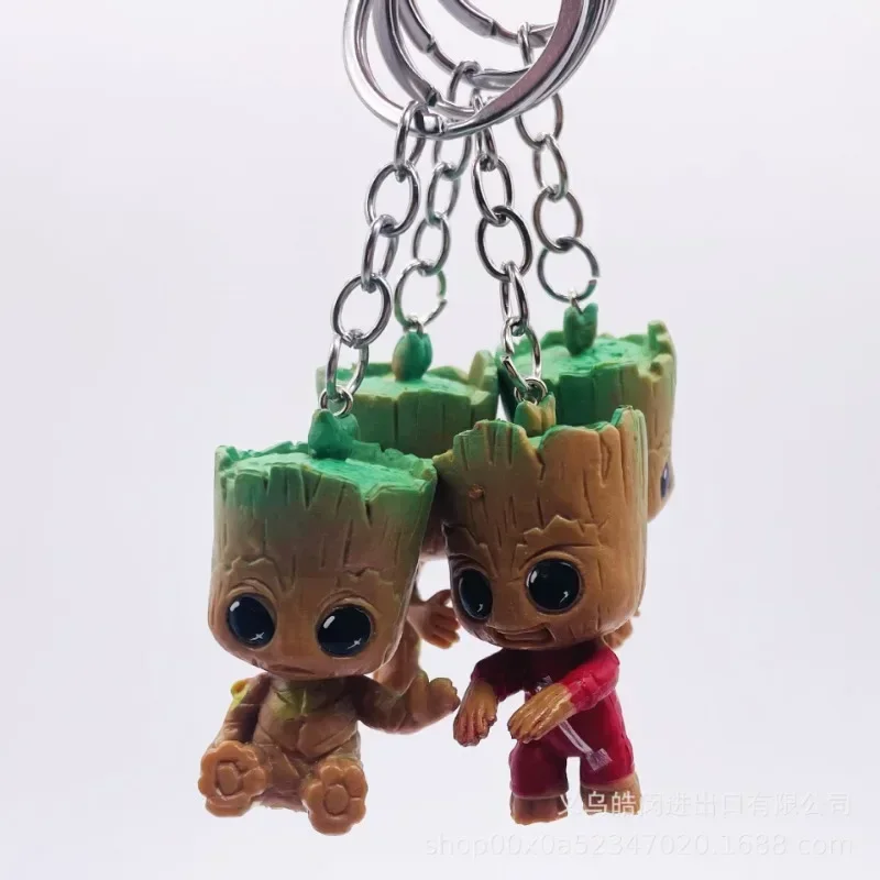 Marvel Groot Promozione Portachiavi Decorazione Action Figure Giocattolo carino Q Figural Decorazione da scrivania Modello Kawaii Regali di compleanno per bambini