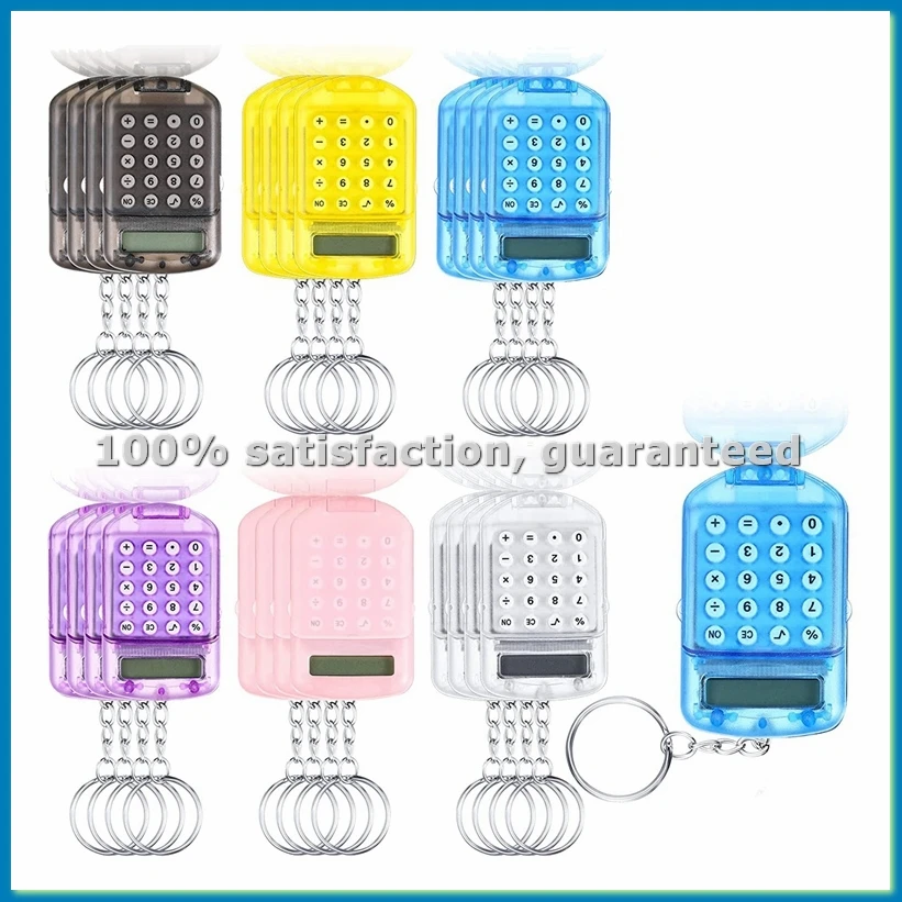 

24 Pcs Pocket Calculator Key Ring for Kids Mini Clear Flip Portable Calculator 8 Digit Electronic Calculator-SPMI