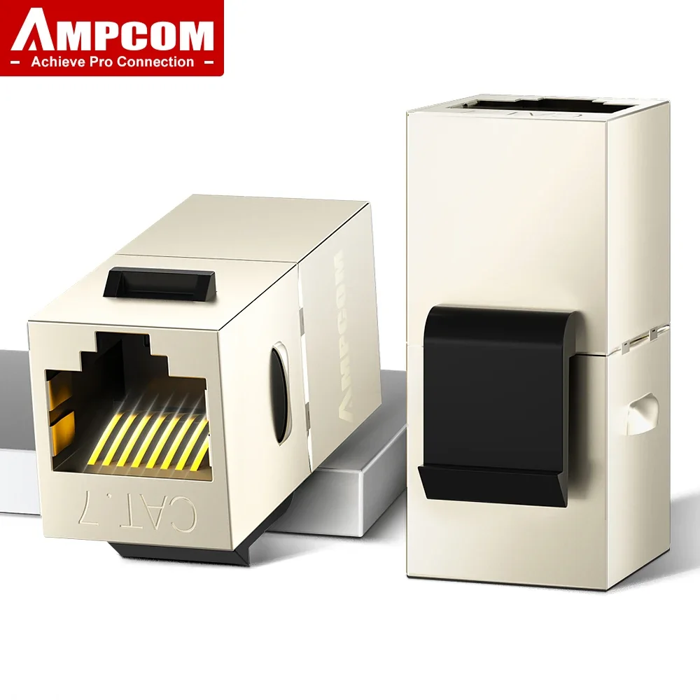 AMPCOM CAT7 RJ45 Inline Coupler Keystone Jack, 10 Gb/s ekranowana wtyczka żeńska do żeńskiej prostej wtyczki Ethernet STP