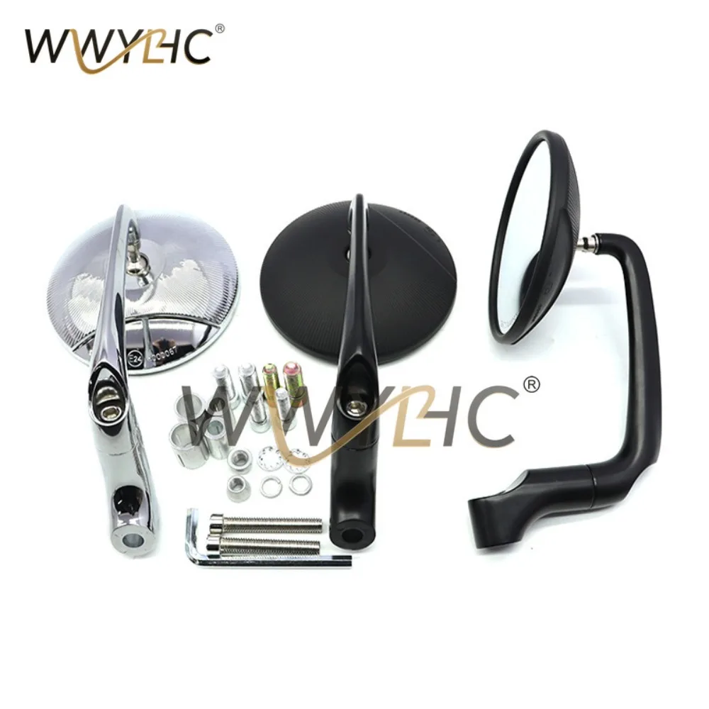 Motorcycle Modified Rearview Mirror Handlebar Mirror Retro Round Mirror Reflector Universal Dual-purpose Rearview
