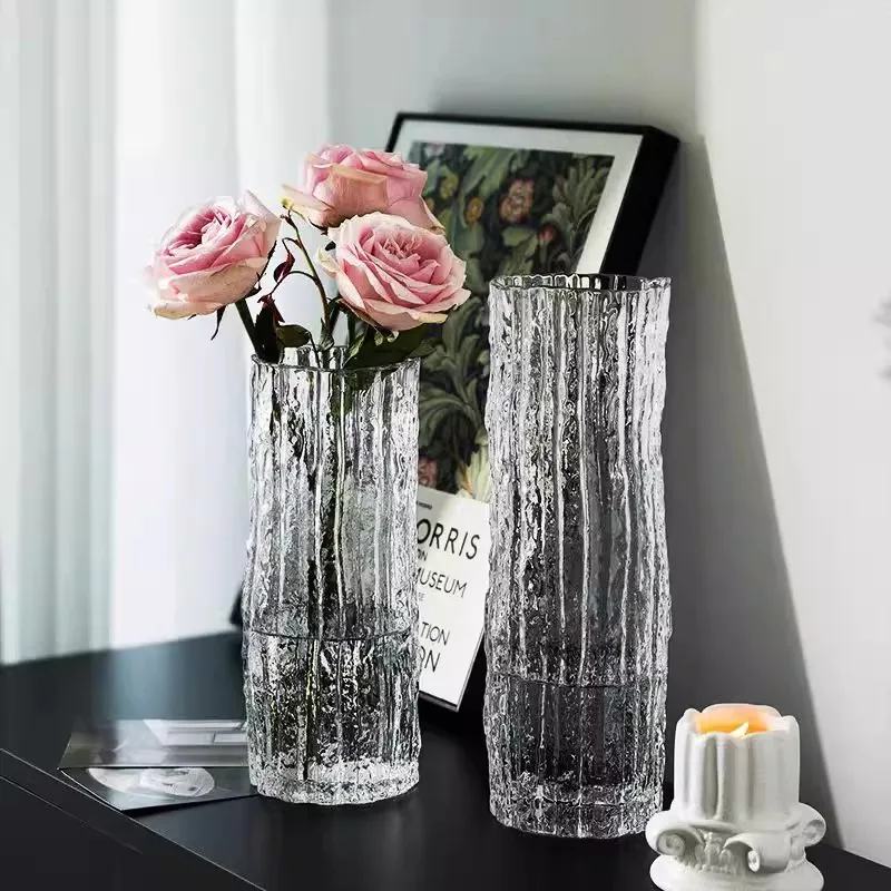 Vase Ornaments, Living Room Flower Arrangement, Glass Transparent, Light Luxury, High-end, Creative Hydroponic Flowers