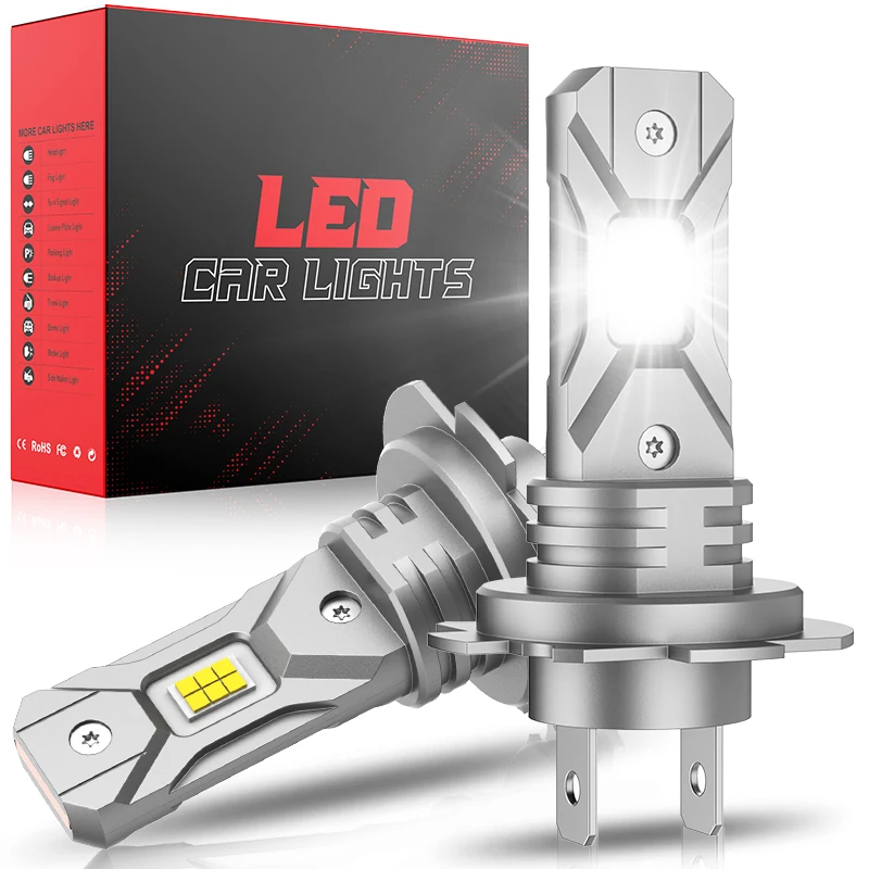 

Dualvision 2x H7 LED Bulb 1:1 Mini Size Design Head Lamp Wireless Super Bright 5570 CSP Turbo H7 Car LED Headlight 6000K White