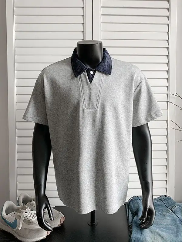 

Casual Loose ort Sve irt Fake Two-Piece Turn-down Collar f Sve T-irt High Quali Polyester Fiber Winter ...