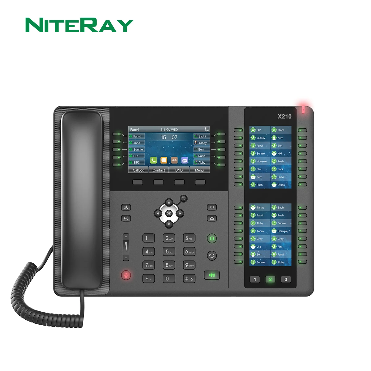 X210 Enterprise VoIP Phone,4.3-Inch Color Display,Two 3.5-Inch Side Displays for DSS Keys,20 SIP Lines,Dual-port Gigabit