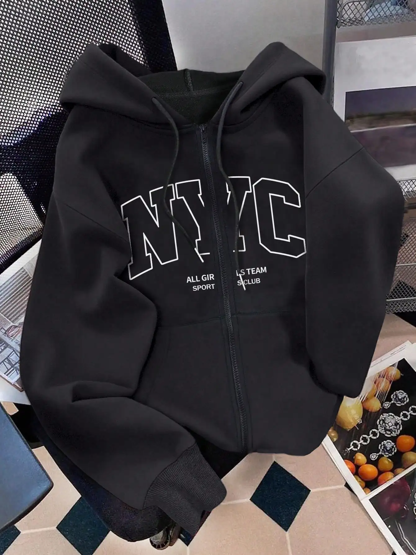 

Женская толстовка на молнии с принтом NYC, осенне-зимняя куртка в уличном стиле