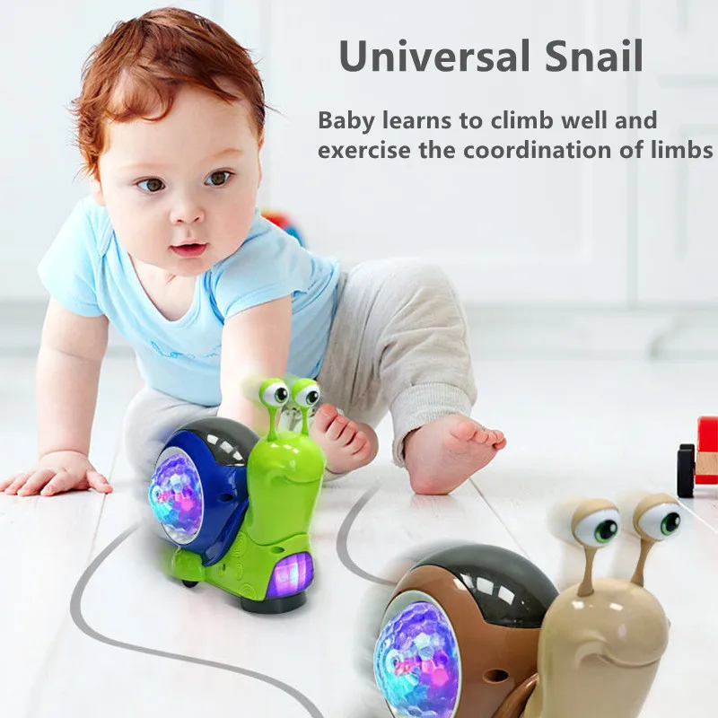 Electronic Pets Crawling Crab Snail Musical Toy for Baby With 3D Lighting Projection Interactive Games Kids Toys Gifts