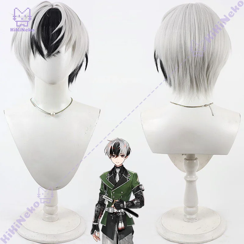 วิกผมคอสเพลย์เกมคุริคาระโกะ สีเงินขาว พร้อมไฮไลท์สีดำ สำหรับงานคอมิคอน ปาร์ตี้ ผู้ใหญ่ ทั้งผู้หญิงและผู้ชาย