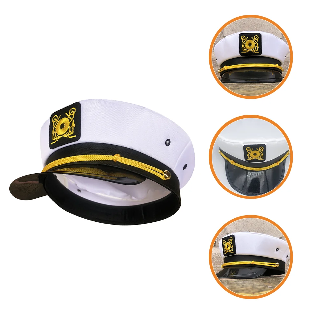 

Sailor Navy Captain Hats Embroidered Costume for Men Women Boating Miss UV Sun Hat Fashion Cosplay Accessory