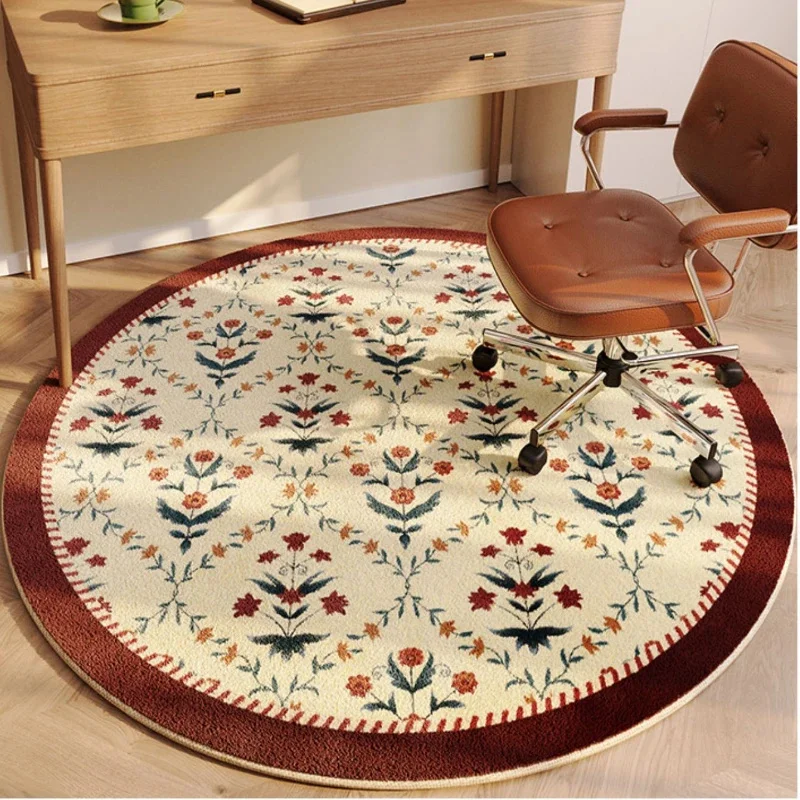 Bohemia Round Carpet for Living Room Retro Pastoral Floral Large Area Plush Rug Home Decoration Fluffy Cloakroom Bedroom Mat