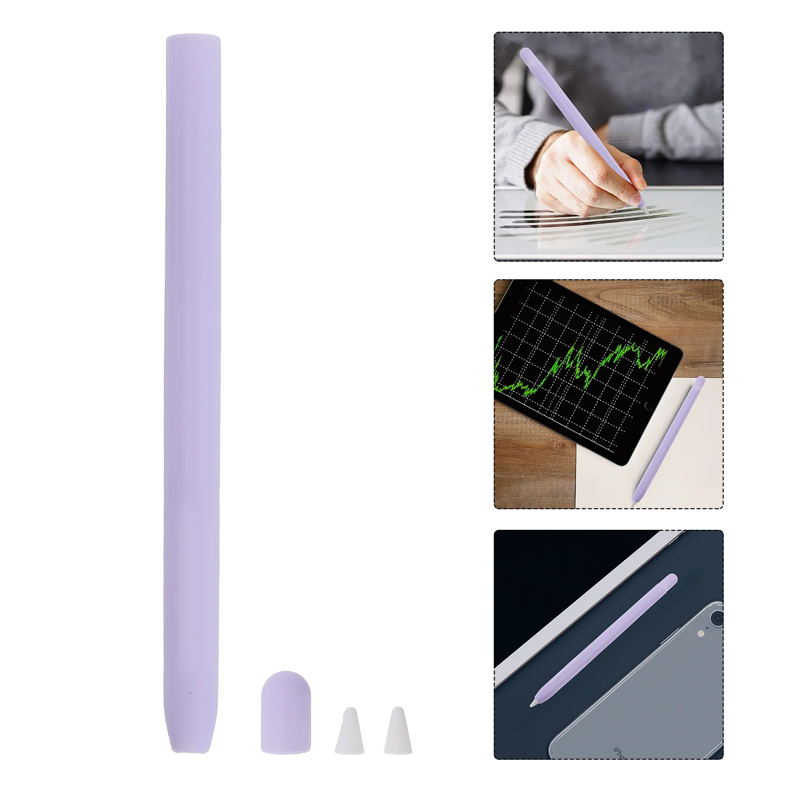 

Pen Holders Stylus Case Protector Color Contrast Pencil Cover Violet Silicone Sleeve