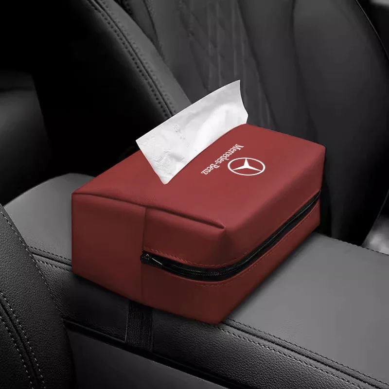 Car Tissue Box Sun Visor Seat Back Paper Towel Storage Bag For Mercedes Benz AMG GLE GLS GLC CLA GLA GLK GLB C197 W204 W205 W169