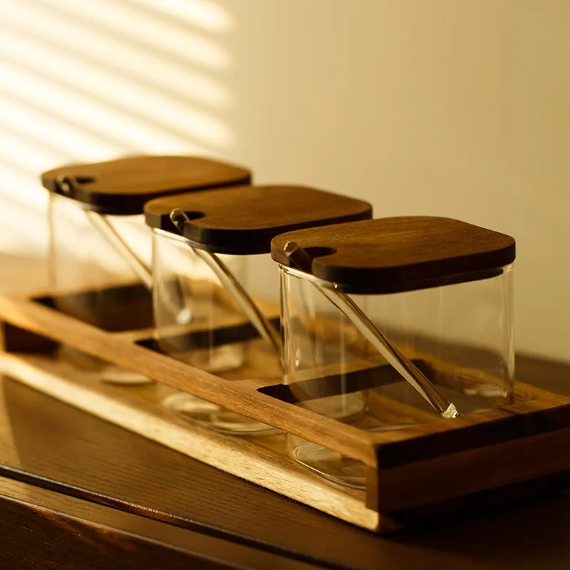 

Miaohome Japanese Sle Kitchen Seasoning Jar Set with Spoon Salt Sugar Pot Storage Container Vintage Aesthetic