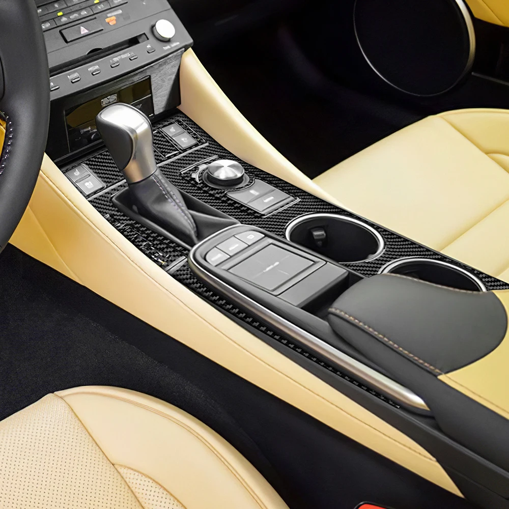 

Для Lexus RC300 RC350 RC200T 2015-2018 (левый/правый руль) — накладка на центральную консоль/панель переключения передач из настоящего мягкого карбона — обновление интерьера автомобиля