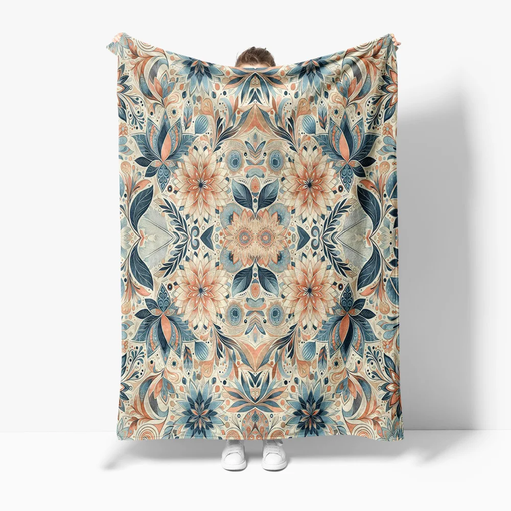 

Флисовое одеяло в стиле бохо с цветочным принтом, мягкое уютное одеяло для дивана-кровати, гостиной, спальни, декор, подарок