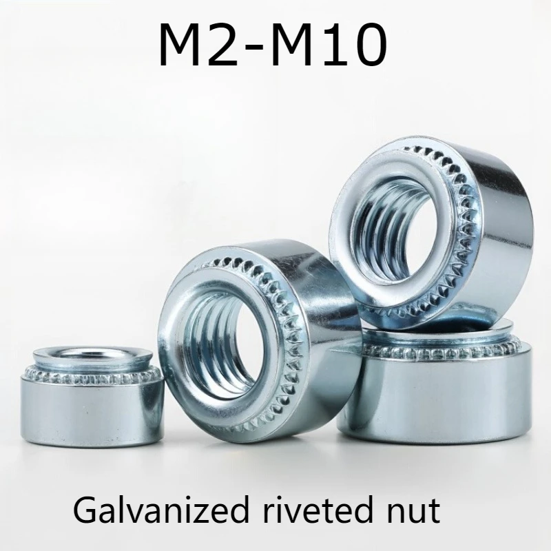 10/20/50pcs Galvanized Environmentally Friendly Carbon Steel Blue White Zinc Rivet Nuts  High-Strength Anti Loosening Fasteners
