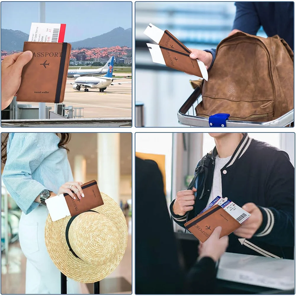 Passport Holder, Passport Cover with Credit Card Slot Passport Wallet Case Book Travel Must Have, RFID Blocking Leather Travel A view 6