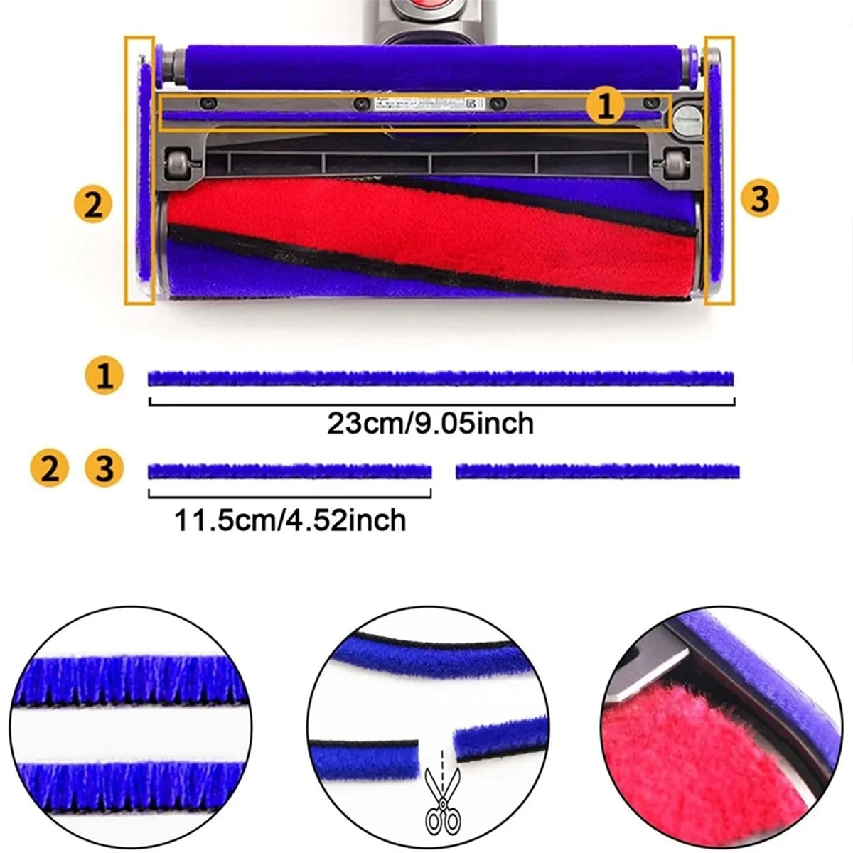 HEIßER Weiche Plüsch Streifen Rohr Schlauch für Dyson V6 V7 V8 V10 V12 V15 DC58 DC59 DC62 DC72 DC74 Staubsauger Köpfe Ersatz