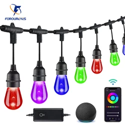 10m 20m 30m Outdoor Fairy RGB LED String Lights Commercial Grade Waterproof S14 Bulb Wifi Tuya Smart Festoon Garden LED Lights