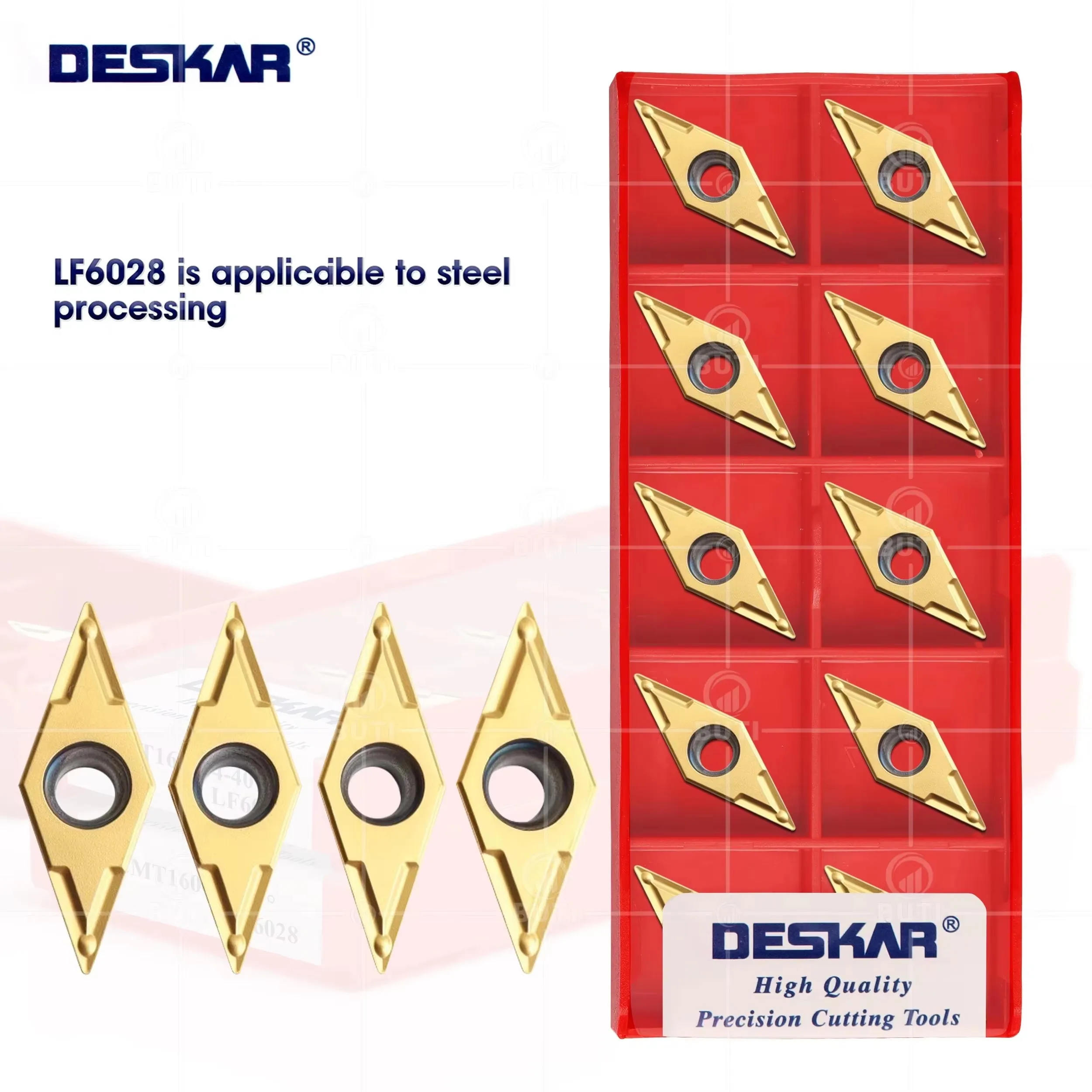 

DESKAR 100% Original VCMT160404-36°/37°/38°/40° LF6028 Turning Blades CNC Lathe Turning Cutter For Steel Parts Triangle Inserts